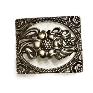 Vintage 1940’s Sterling Silver Victorian Revival Floral Brooch